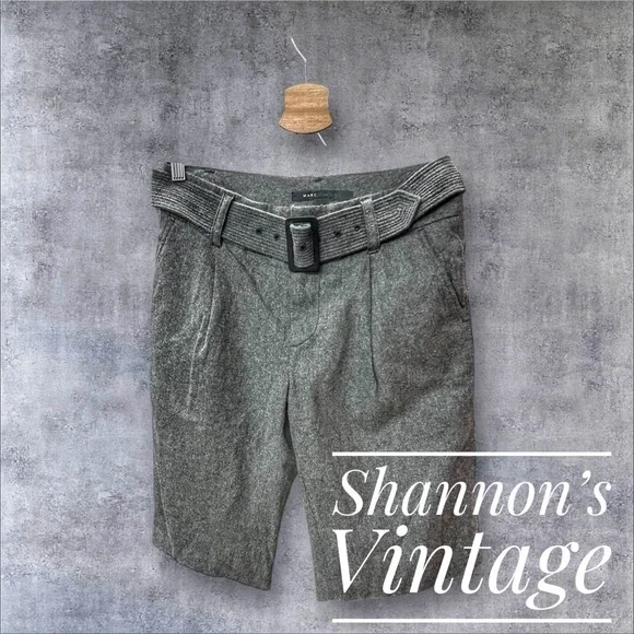 Marc Jacob’s Women’s Sz 4 Wool pleated Bermuda Shorts With Belt A37 - Picture 1 of 7